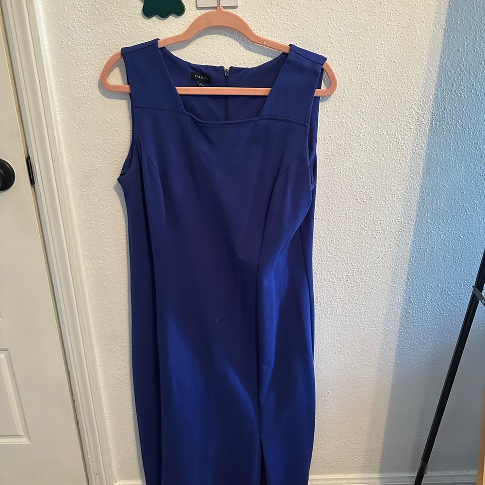 Talbots Blue Sleeveless Sheath Maxi Dress